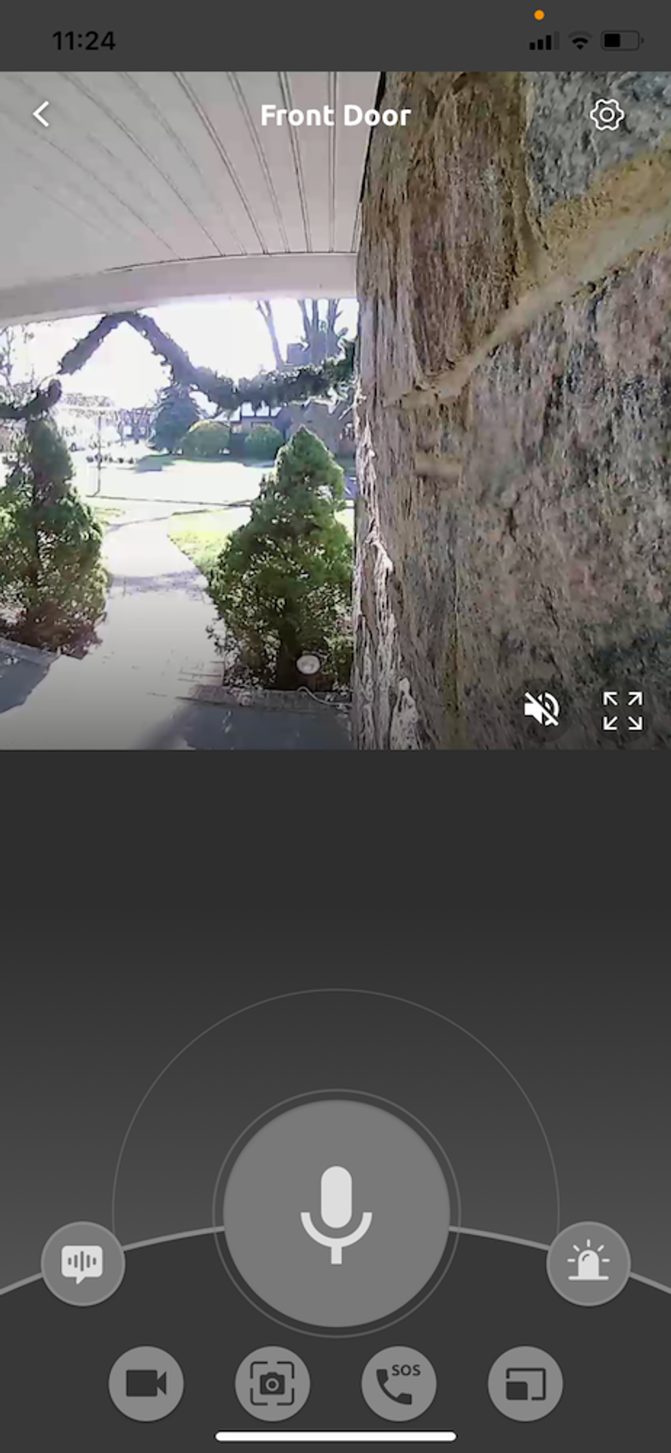 Toucan app showing Live video feed from Toucan Wireless Video Doorbell