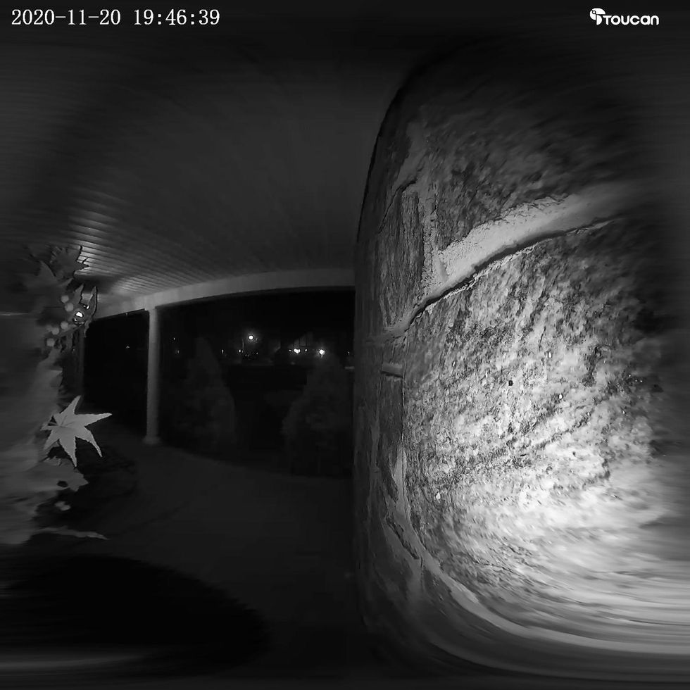 toucan Video doorbell comes with night vision.  This is a screenshot of live video with night vision active.