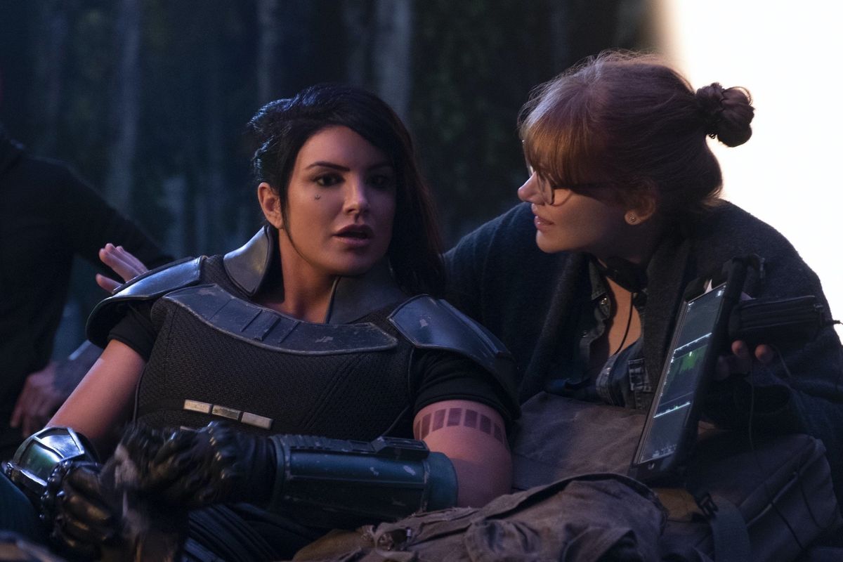 Gina Carano and Bryce Dallas Howard on the set of "The Mandalorian"