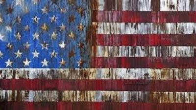 American Flag Degraded by Rust