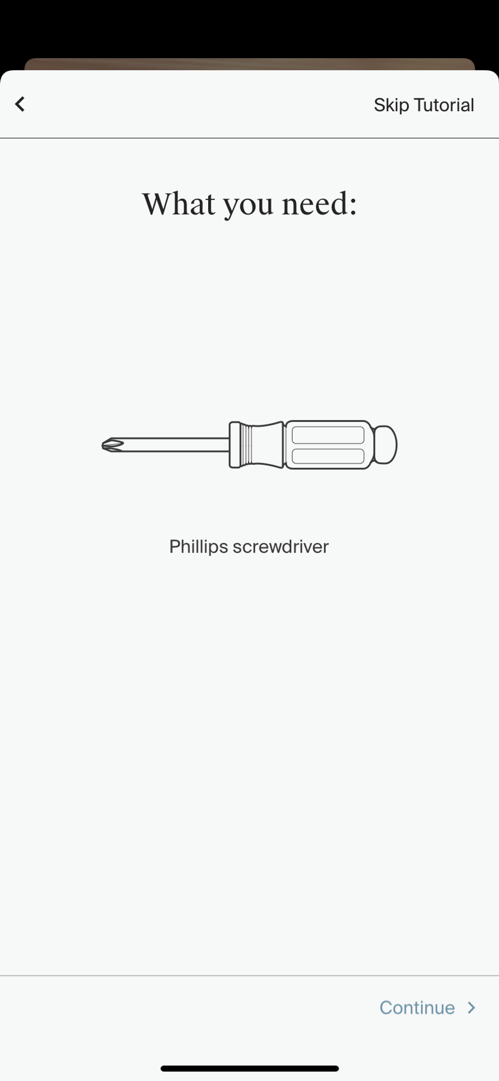 screenshot of Level app showing only tool to install the lock, a screwdriver.