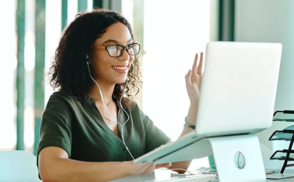 A woman on a Zoom call