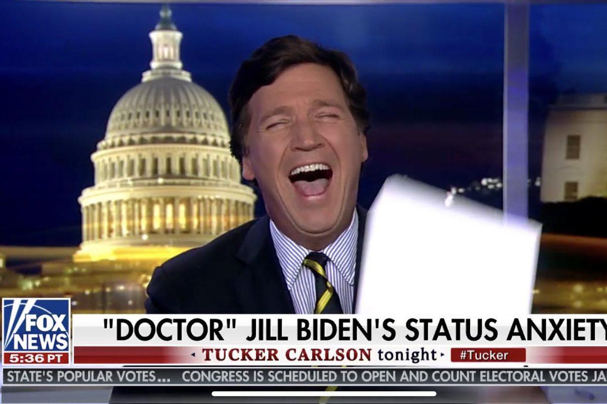 Tucker Carlson's Little Man Syndrome Peeks Out His Fly To Whine About Dr. Jill Biden