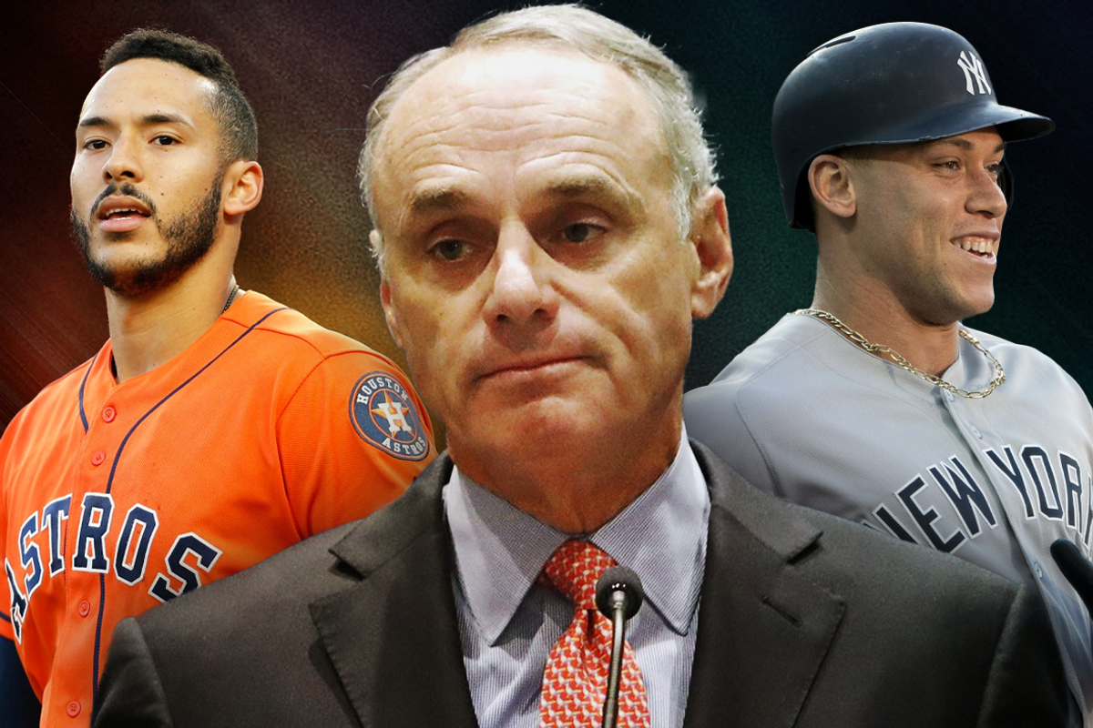 Astros Carlos Correa, Rob Manfred, Yankees Aaron Judge