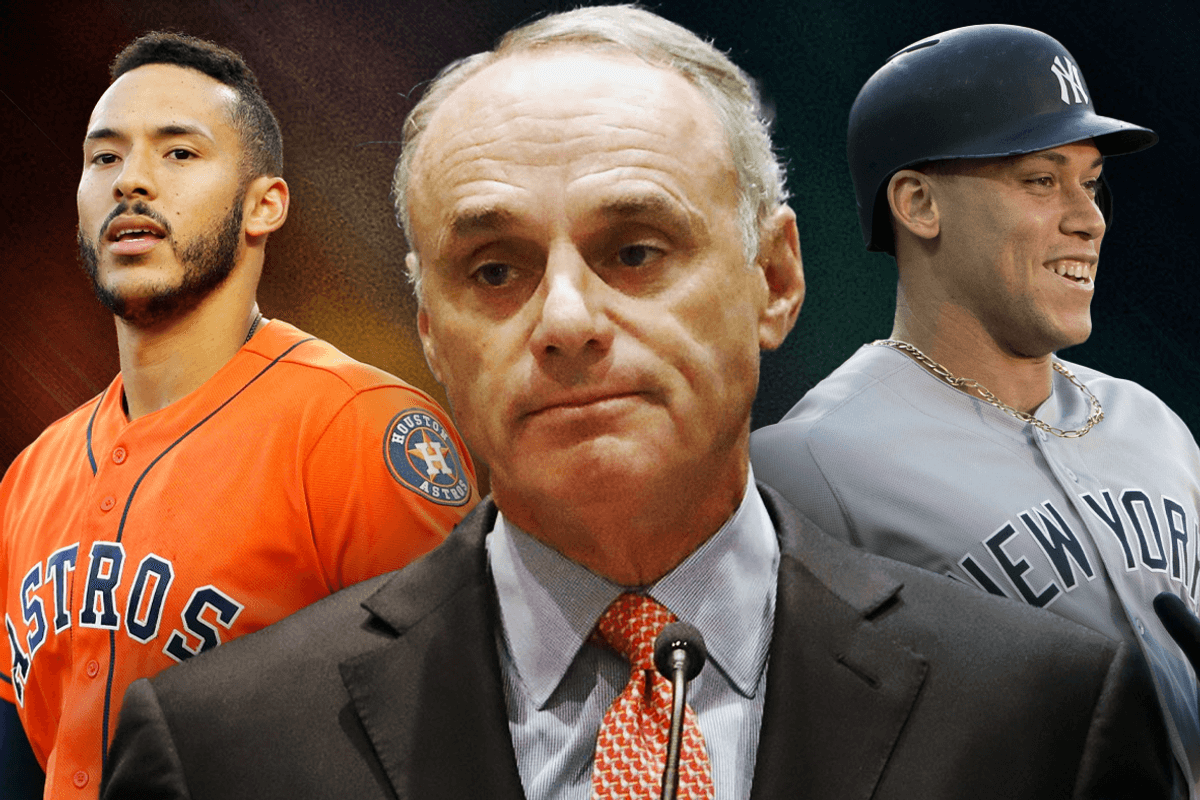 Astros Carlos Correa, Rob Manfred, Yankees Aaron Judge