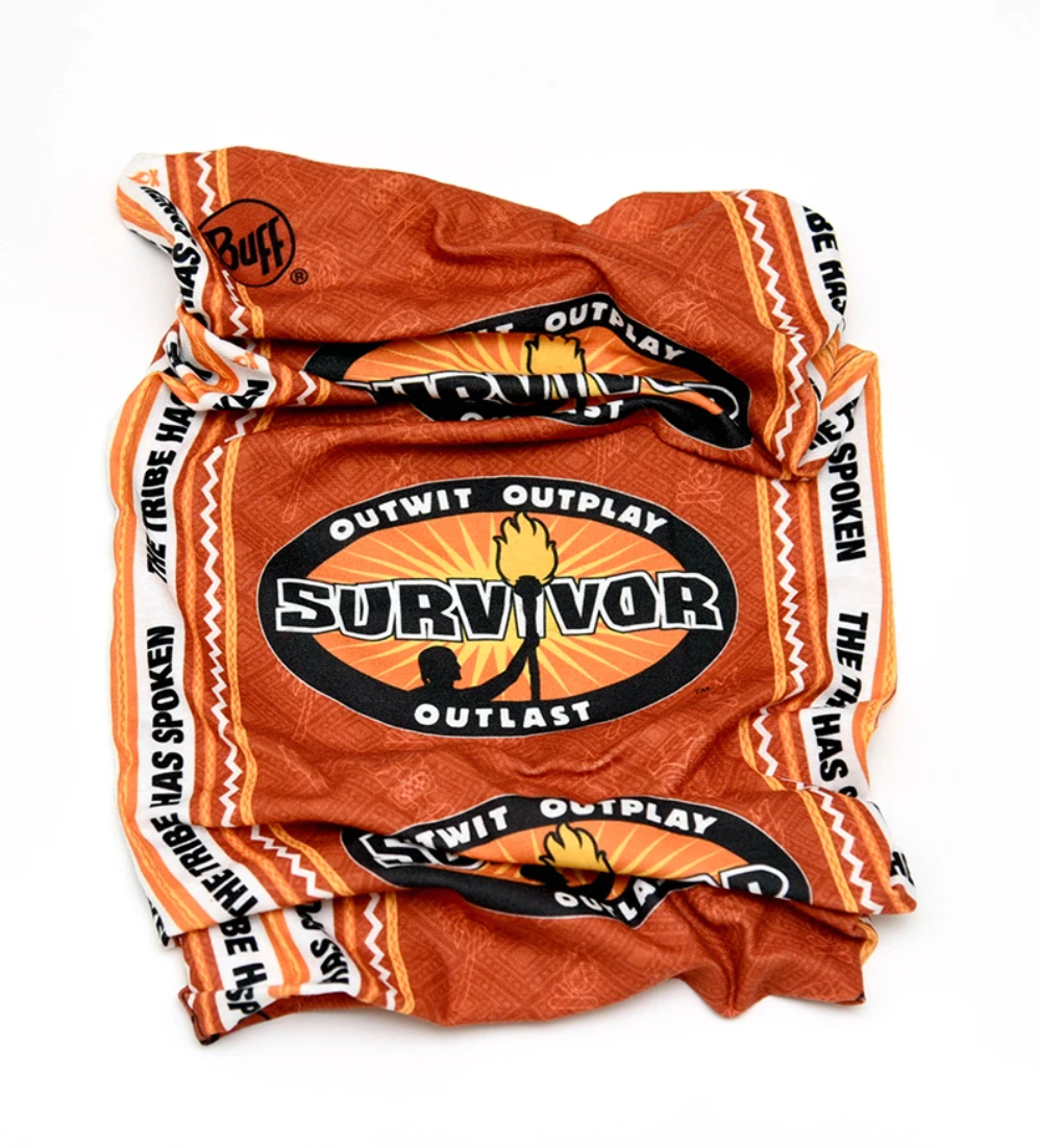Orange and black microfiber BUFF with Survivor logo