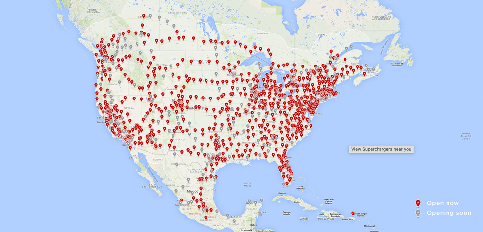 Tesla Superchargers in the United States as of December 2020