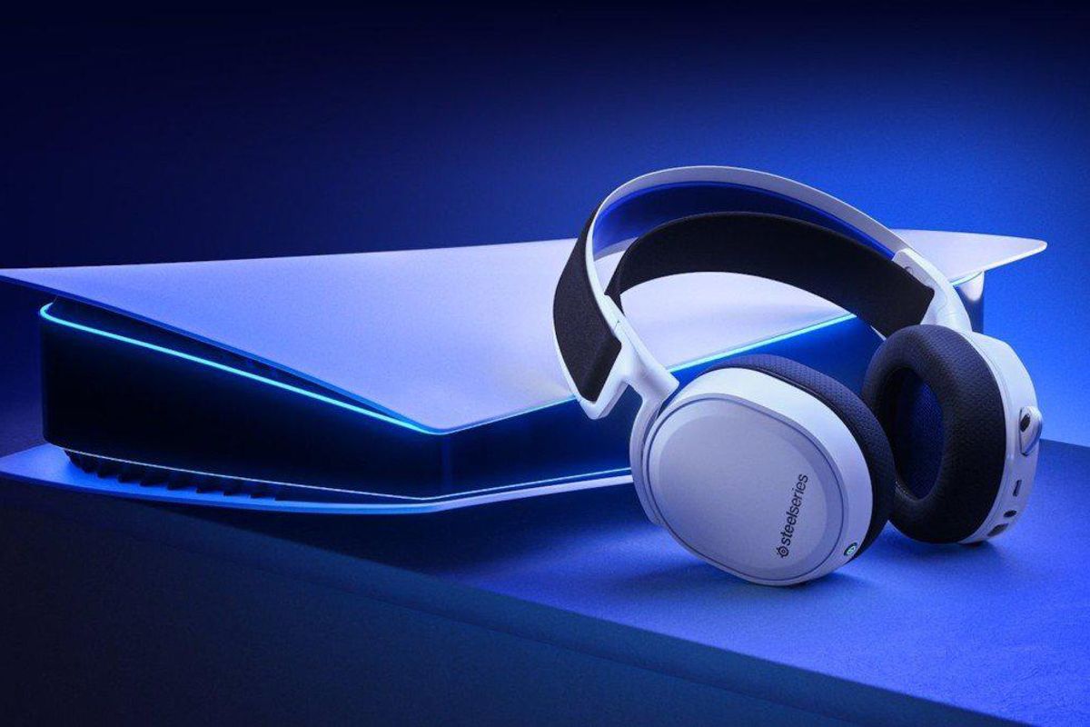 SteelSeries Headphones On Top Of A Playstation 5