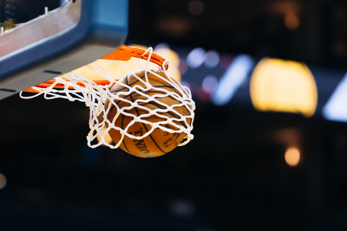 basketball going in net
