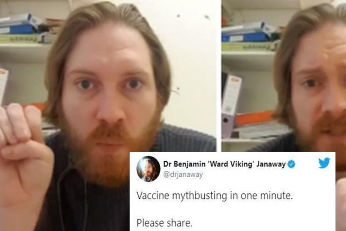 Fast-talking doctor debunks COVID-19 anti-vaxxer myths in just one minute