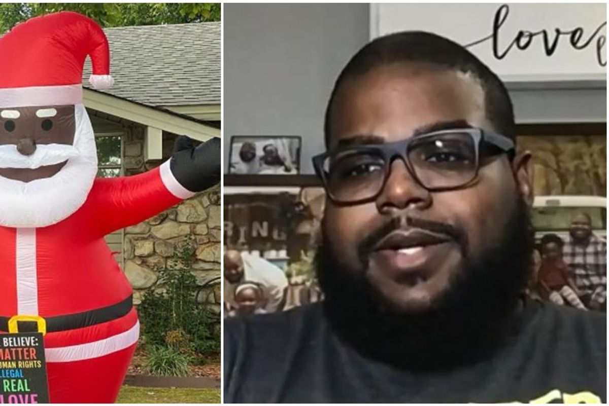 A racist threatened him for his Black Santa decoration. His neighbors responded beautifully.
