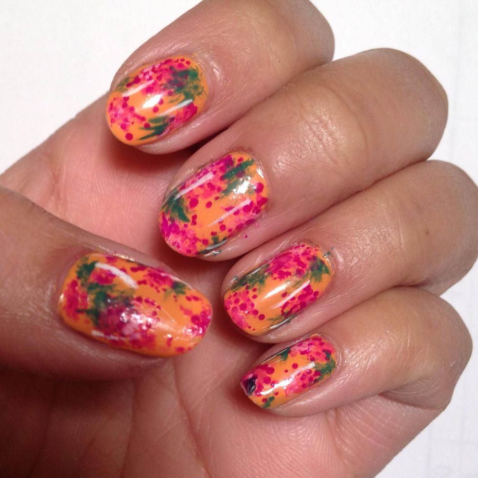 How to create orange floral nail art - B+C Guides