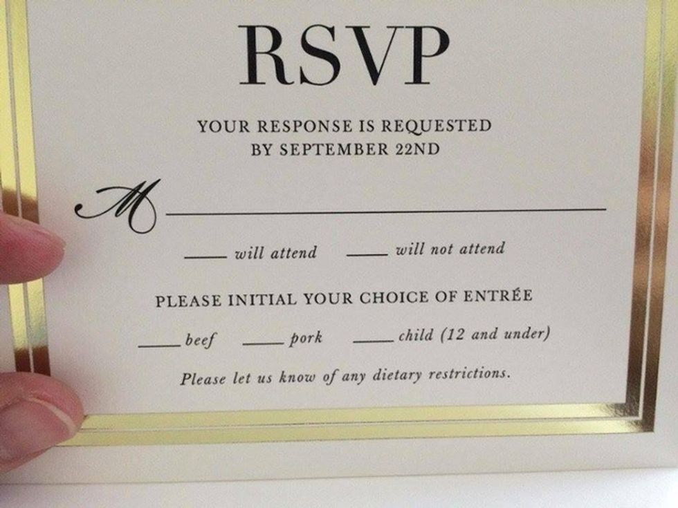 This Wedding's RSVP Card Has a Hilariously Strange Meal Choice 22 Words