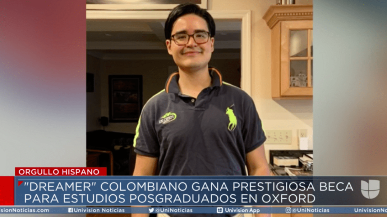 Santiago Potes celebrating his Rhodes Scholarship.