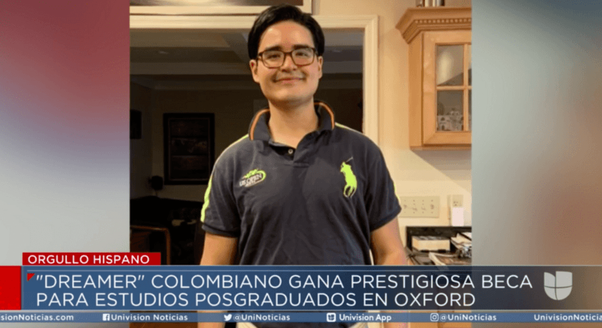 Santiago Potes celebrating his Rhodes Scholarship. 