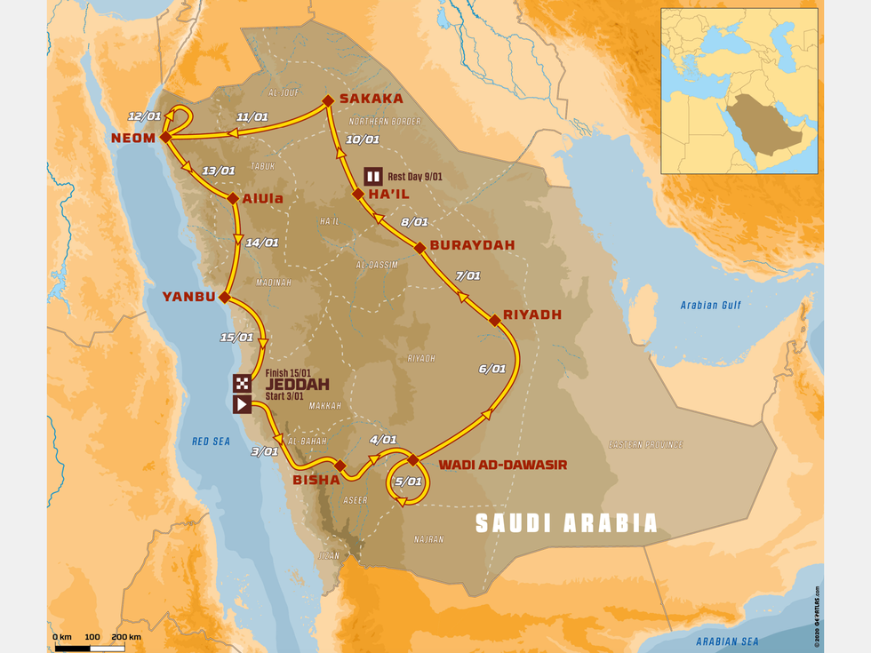 Map Dakar Rally 2021 route