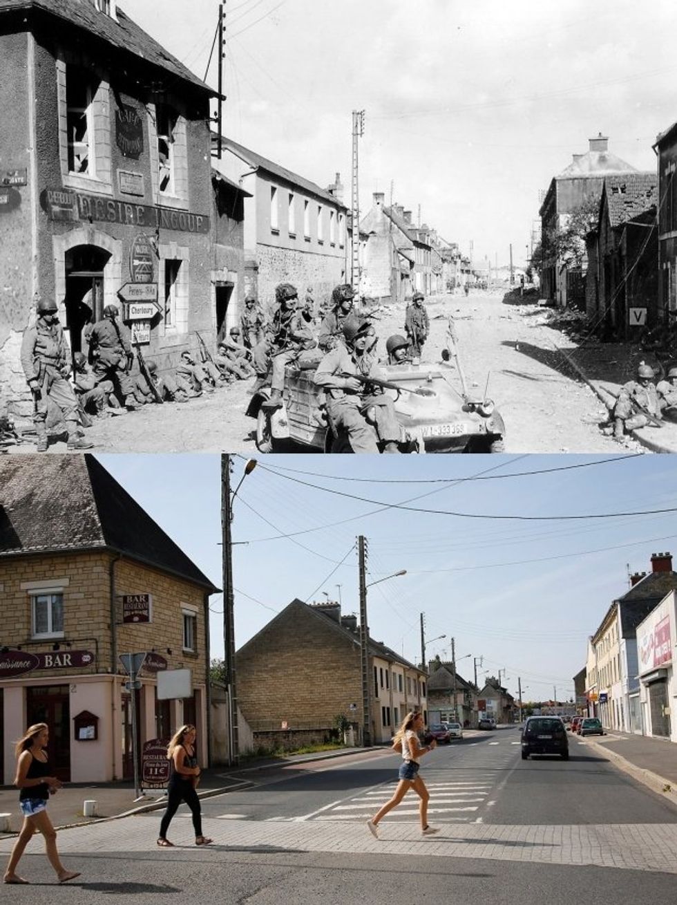 D-Day photos from 1944 and photos of vacationers at the exact same ...