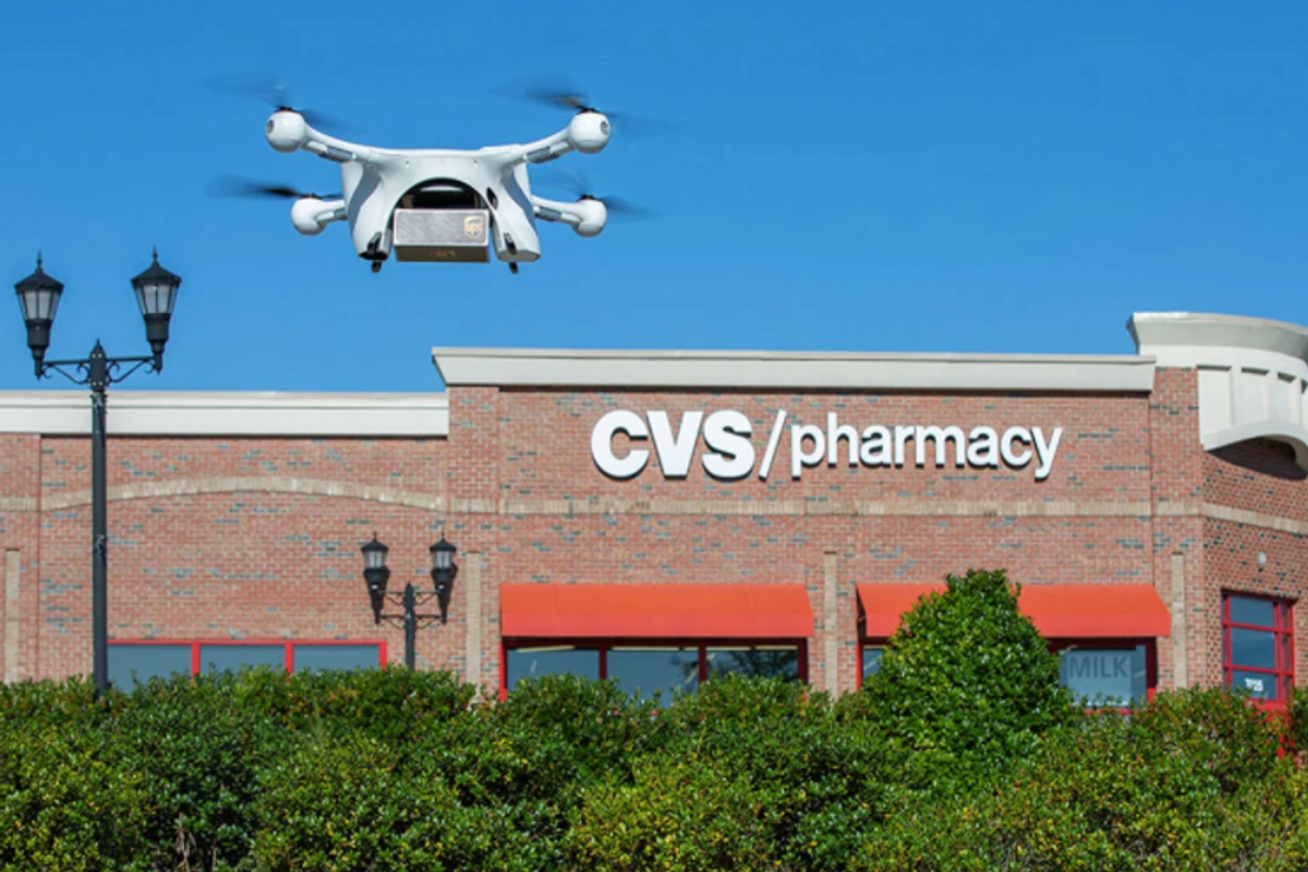UPS drone in front of CVS