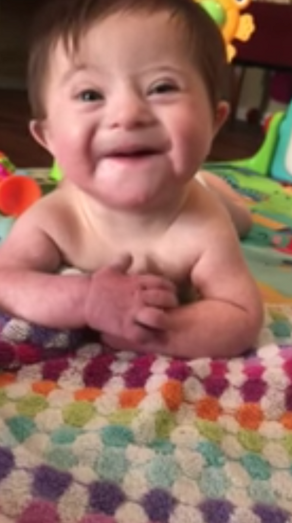 Adorable Baby Girl With Down S Syndrome Has Gone Viral As She Smiles For New Adoptive Mom 22 Words