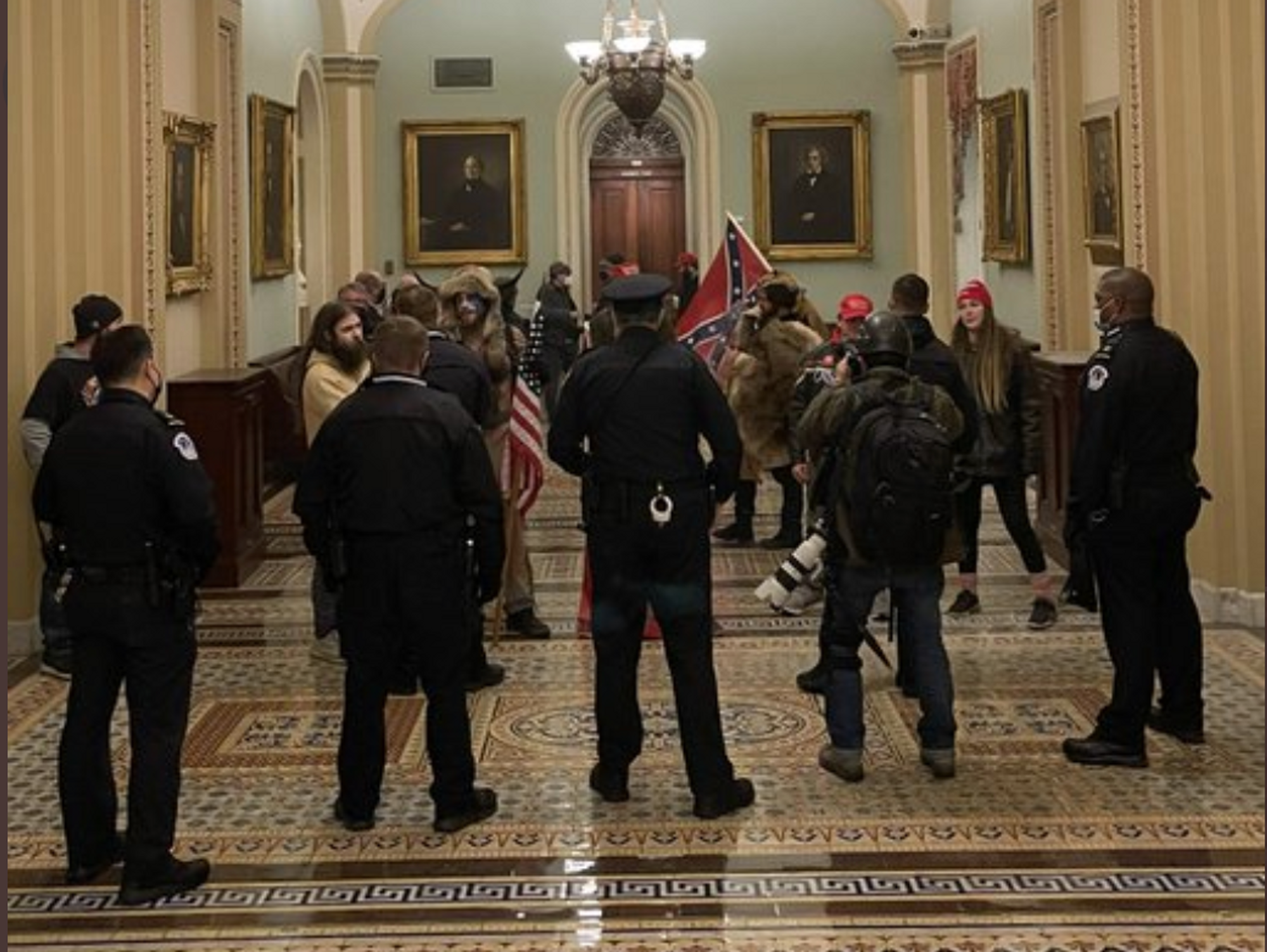 MAGA rioters storm the Capitol. 