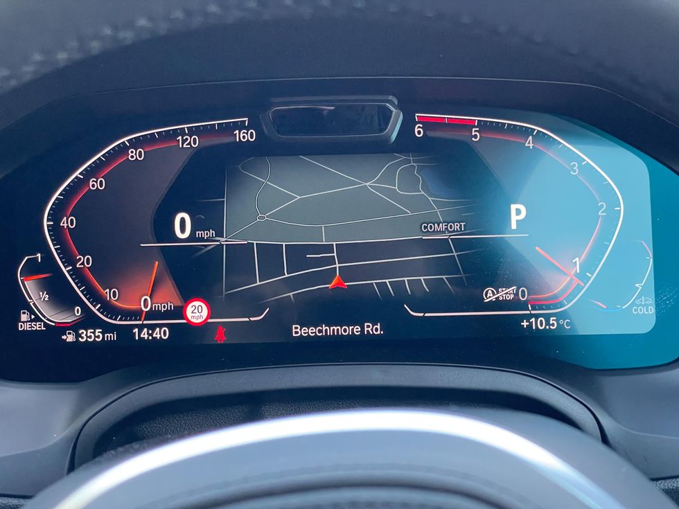 Digital driver display of the 2020 BMW 4 Series