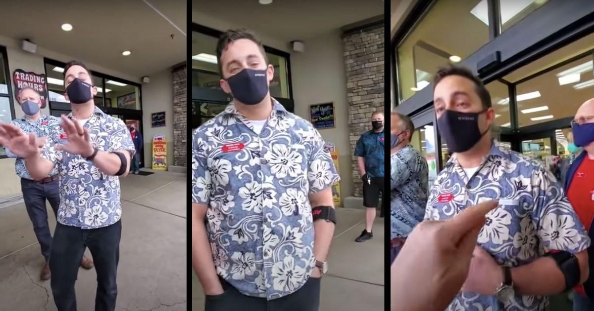 Trader Joes manager displays superhuman patience with anti-mask protesters trying to break into store image