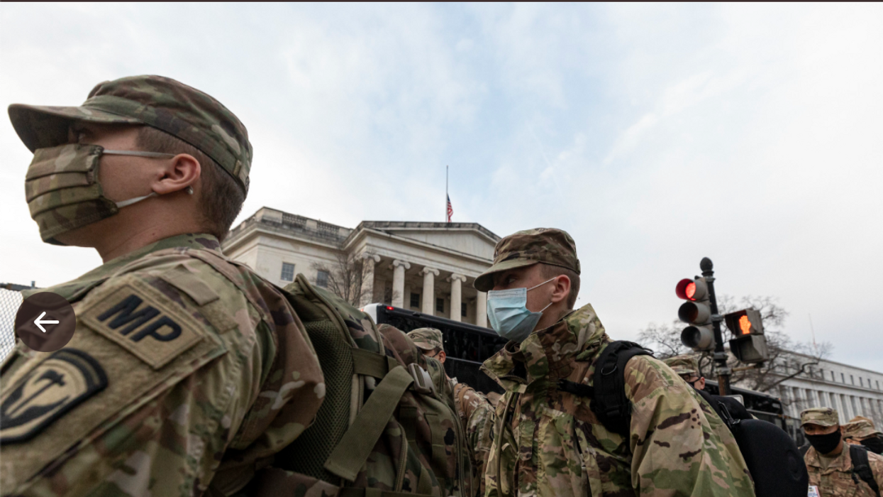 The National Guard arriving in Washington, DC ahead of Biden inauguration. 