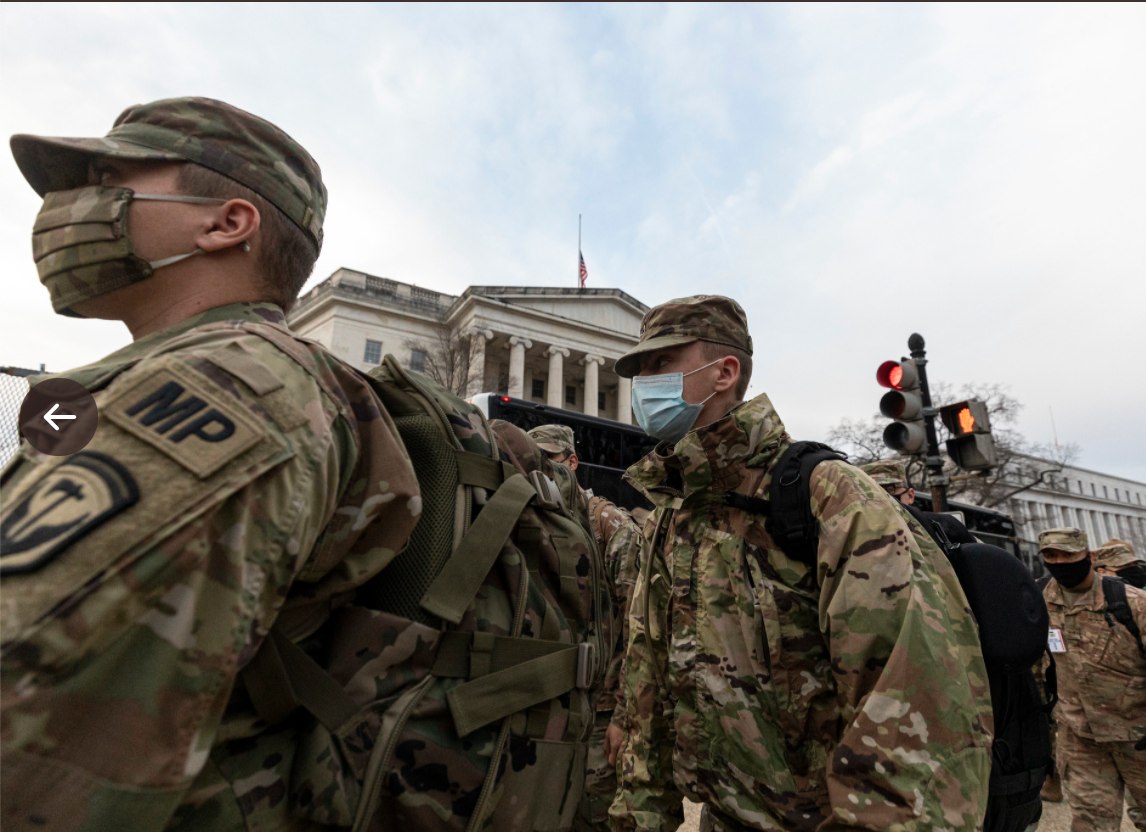 The National Guard arriving in Washington, DC ahead of Biden inauguration. 