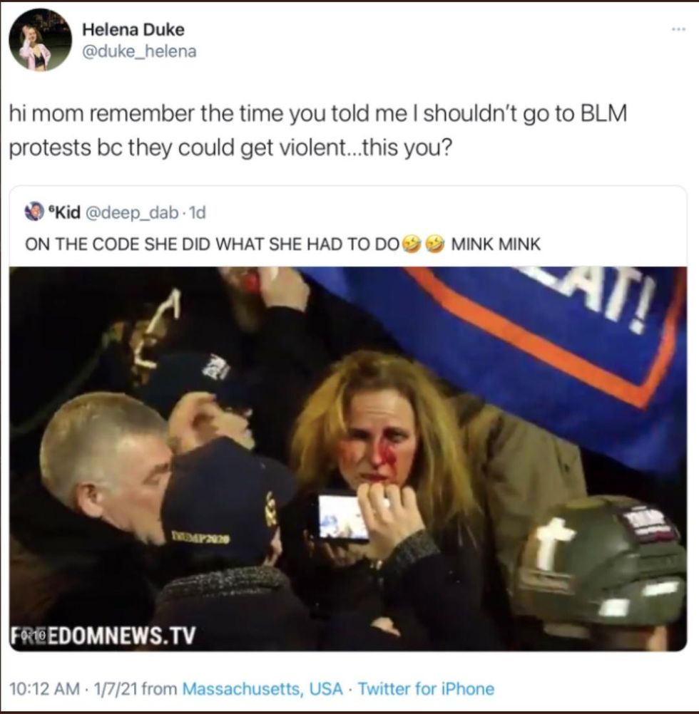 Self-Proclaimed ‘Liberal Lesbian’ Becomes Internet Hero After Naming Her Mom, Aunt, And Uncle For Rioting At Capitol Self-Proclaimed ‘Liberal Lesbian’ Becomes Internet Hero After Naming Her Mom, Aunt, And Uncle For Rioting At Capitol