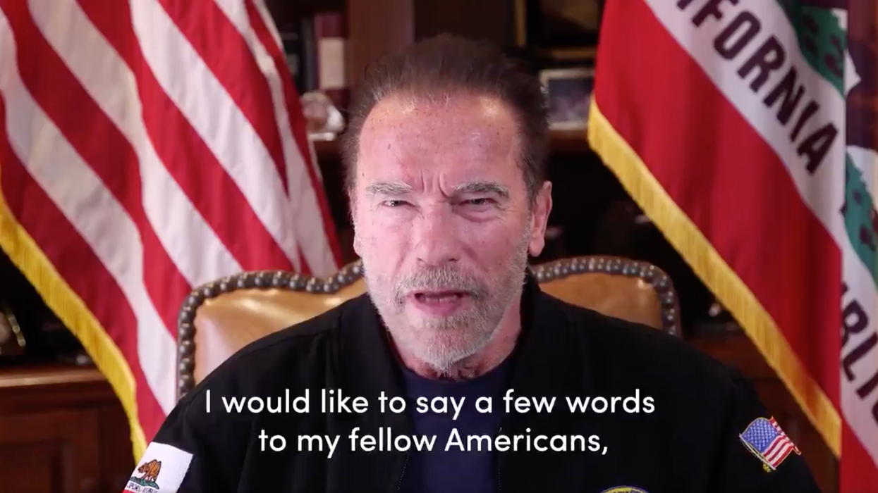 Arnold Schwarzenegger in a video he shot condemning Capitol riots