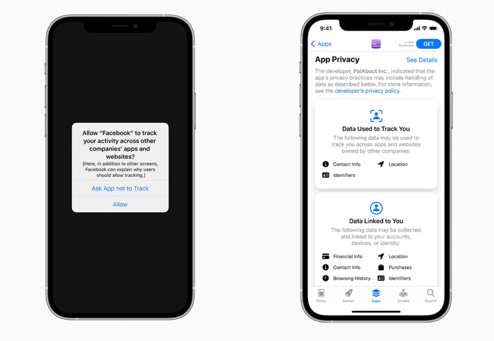 App Tracking Transparency on an iPhone