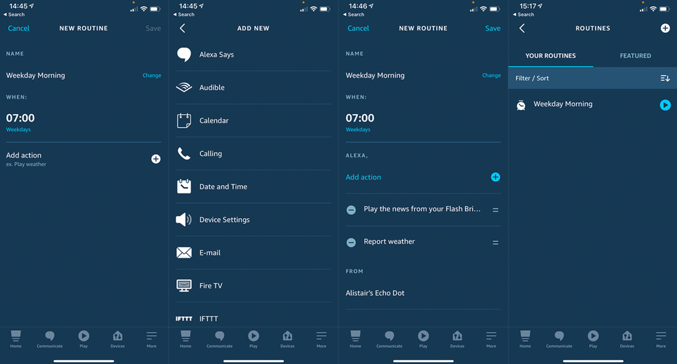 Creating a routine with the Alexa app