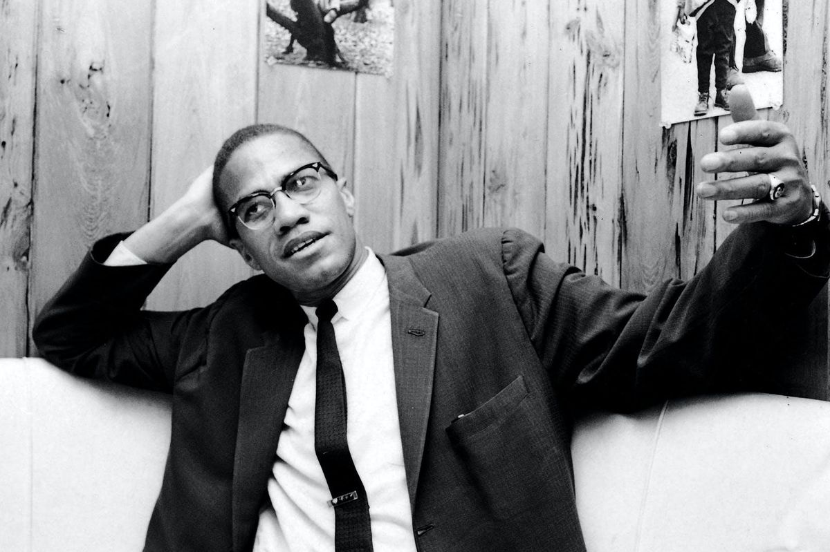 Malcolm X in mid conversation