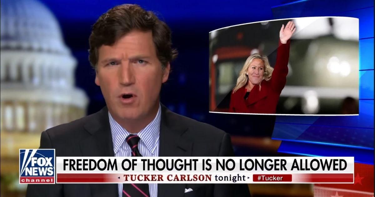 Tucker Carlson Slammed For Suggesting QAnon Congresswoman Only Targeted For Having 'Bad Opinions'