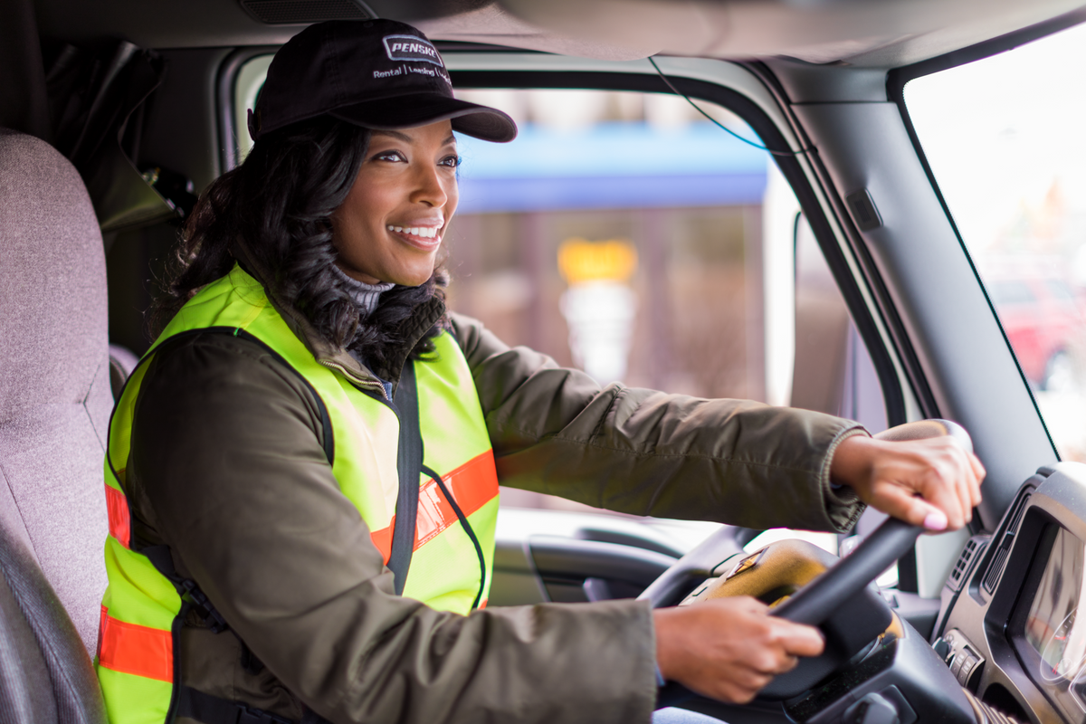 Woman driving truck