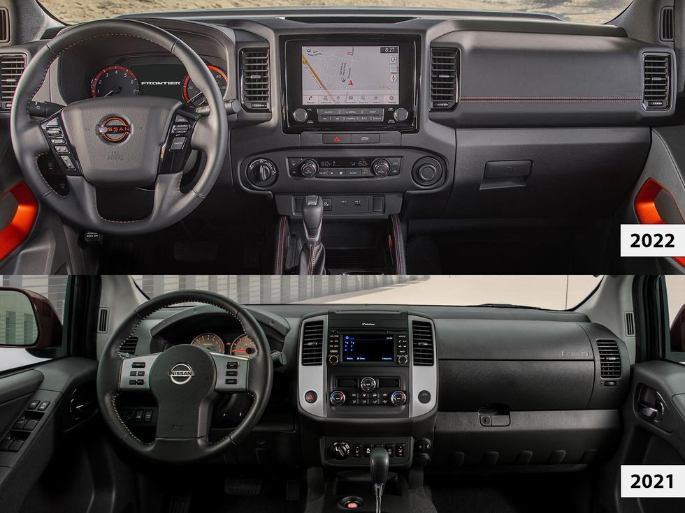 2021 vs 2022 Nissan Frontier interior