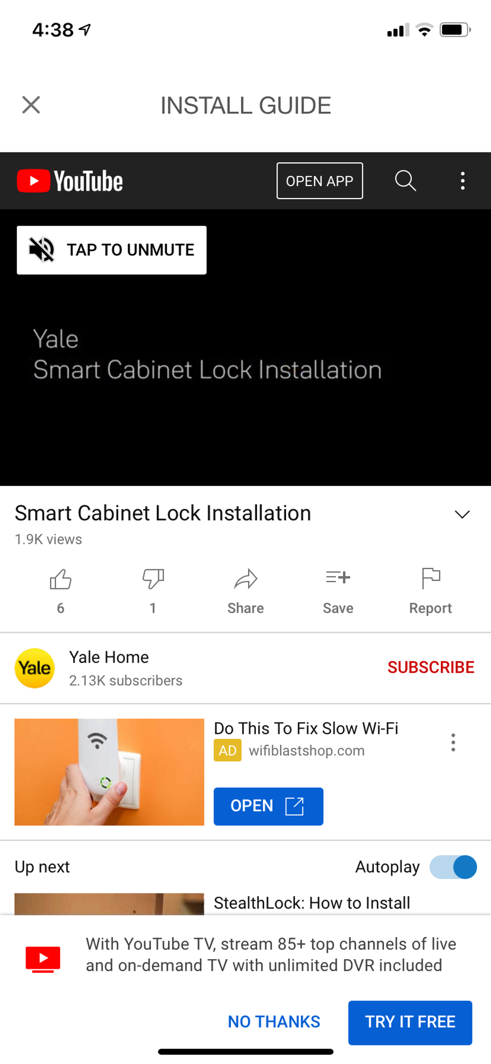 Yale app for instructions on installation for cabinet lock.