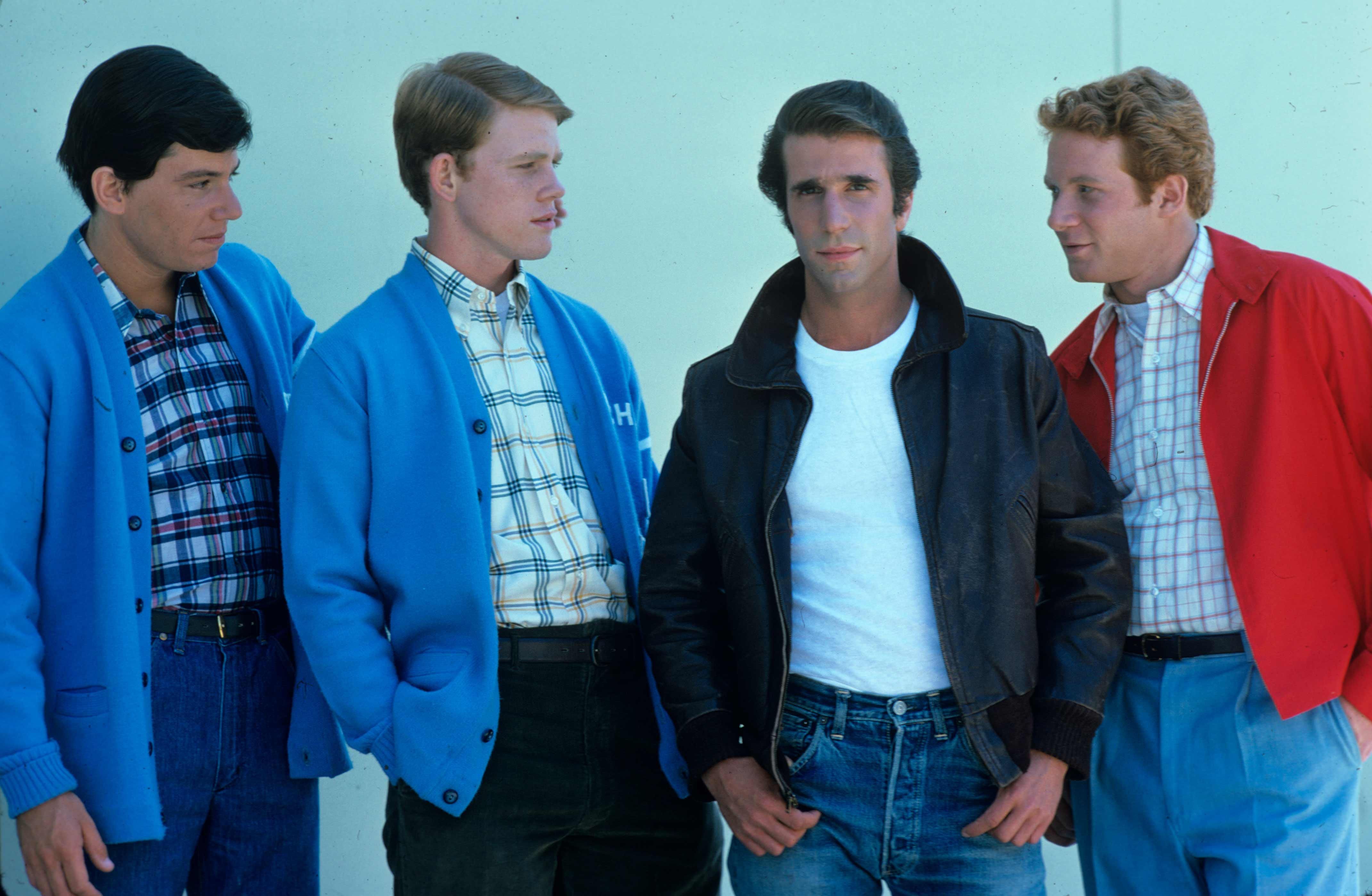 Fonzie with Potsie, Richie, and Ralph
