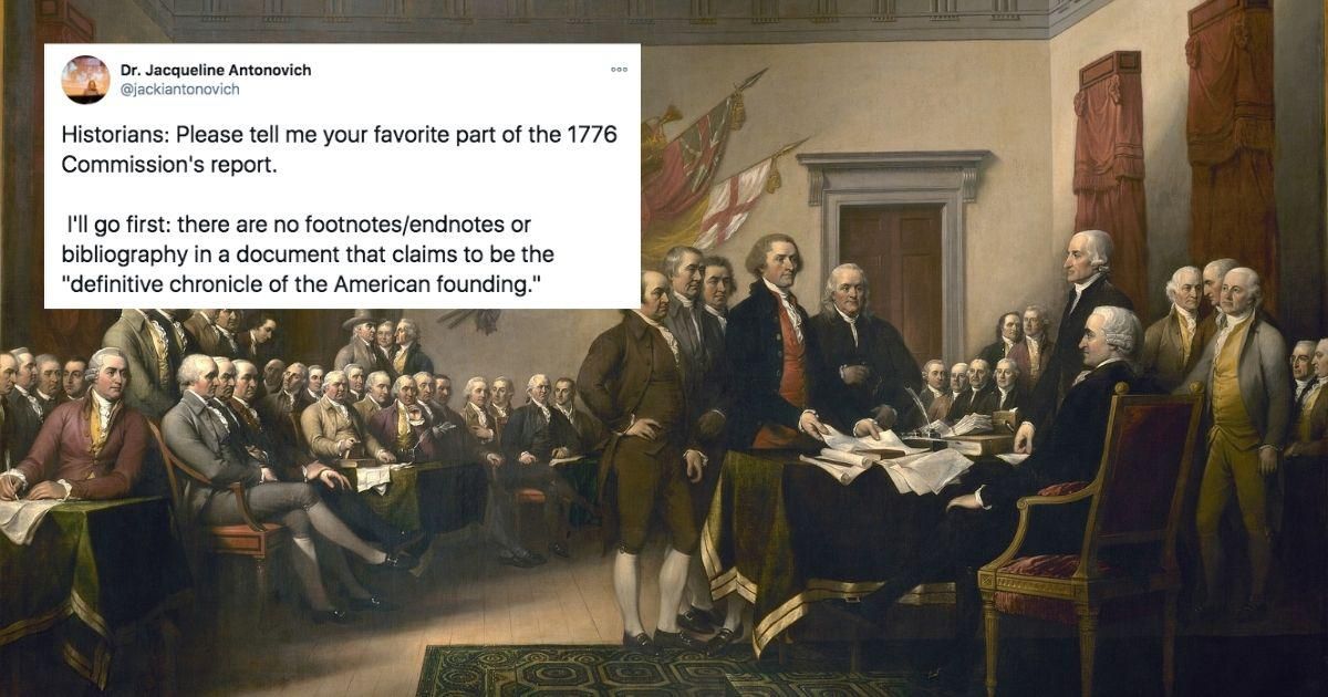 The 1776 Report is rife with 'errors, distortions, and outright lies' say historians