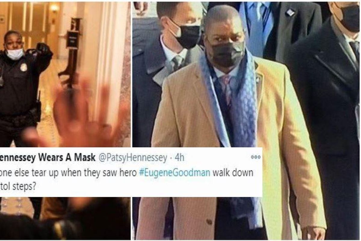 Capitol Police hero Eugene Goodman escorted Kamala Harris at the Inauguration