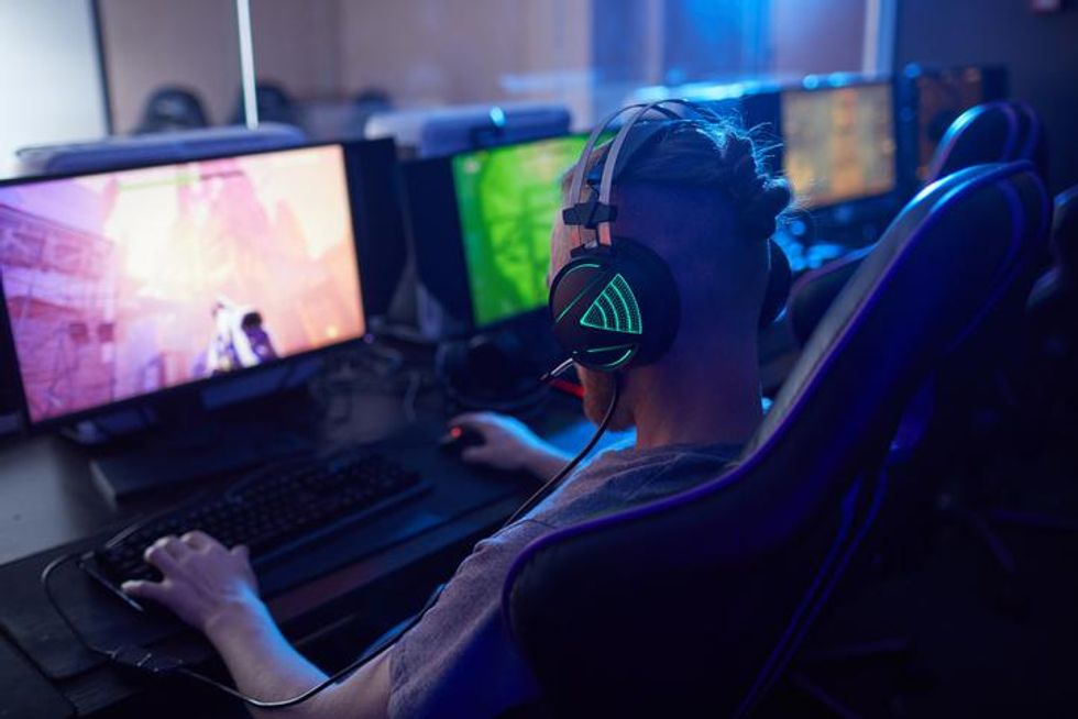 A person playing a video game online