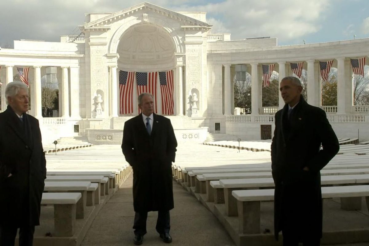 Former American Presidents (from left to right) Bill Clinton, George W. Bush, and Barack Obama in their video for the 2021 Inauguration