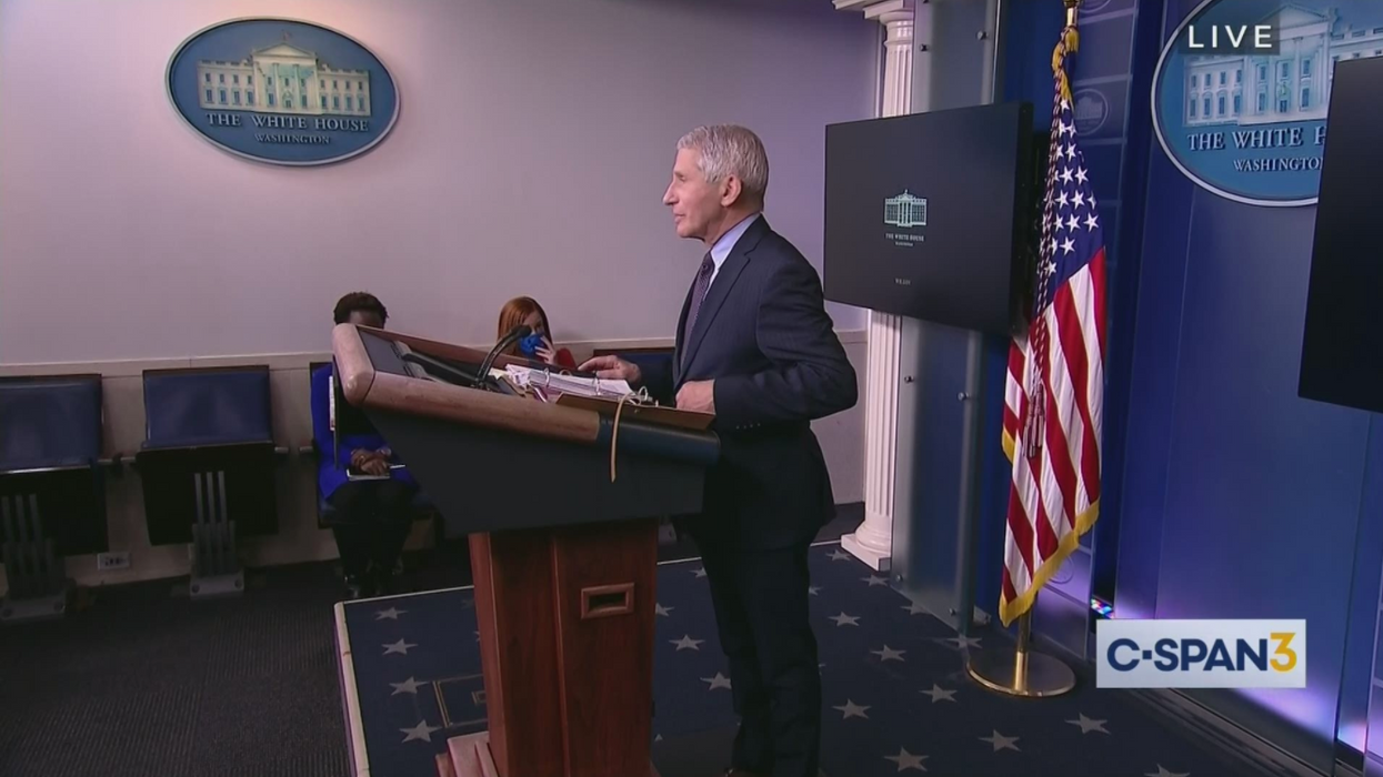 Dr. Anthony Fauci briefing the press for the first time under the Biden administration. 