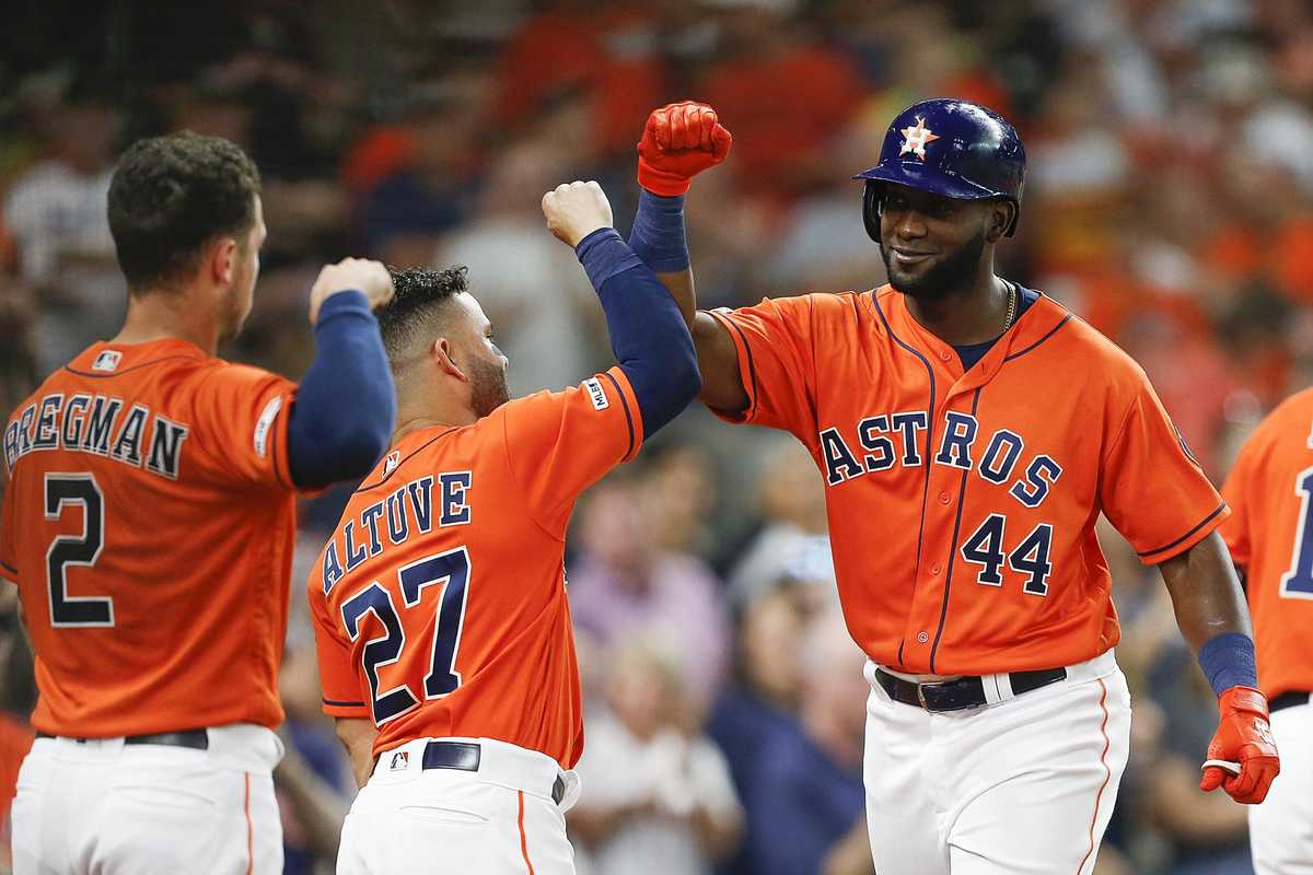 Astros' Alex Bregman, Jose Altuve, and Yordan Alvarez