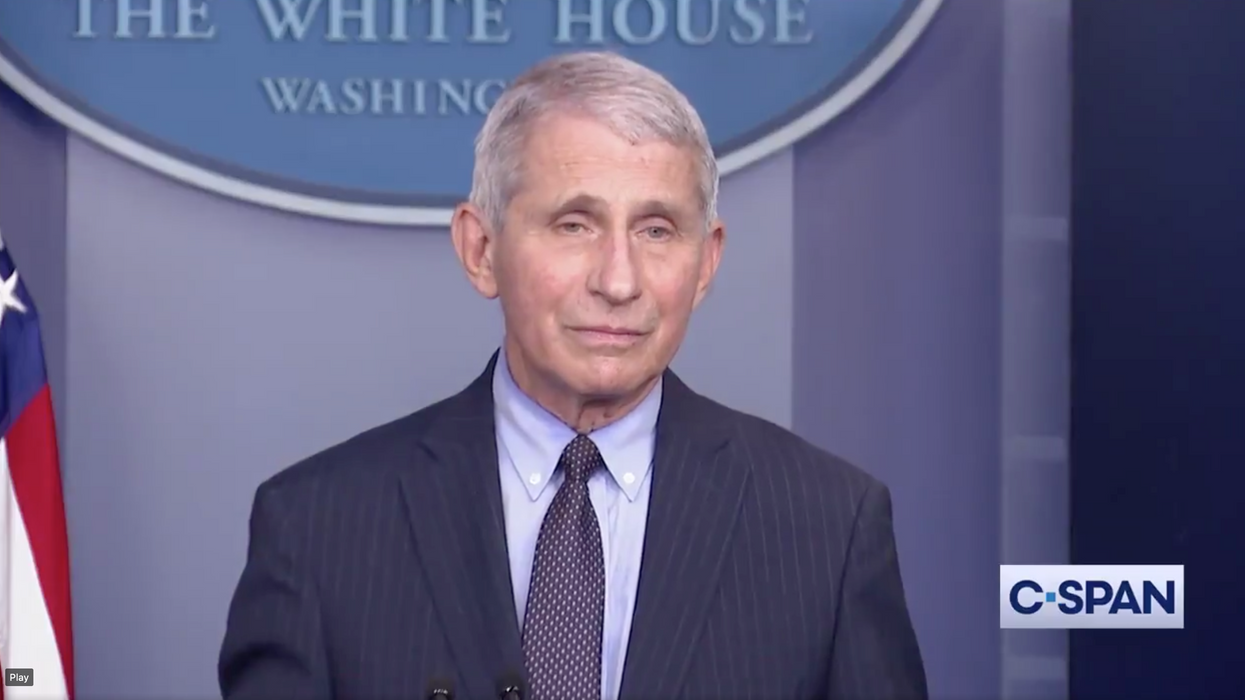 Dr. Anthony Fauci during White House press briefing.  