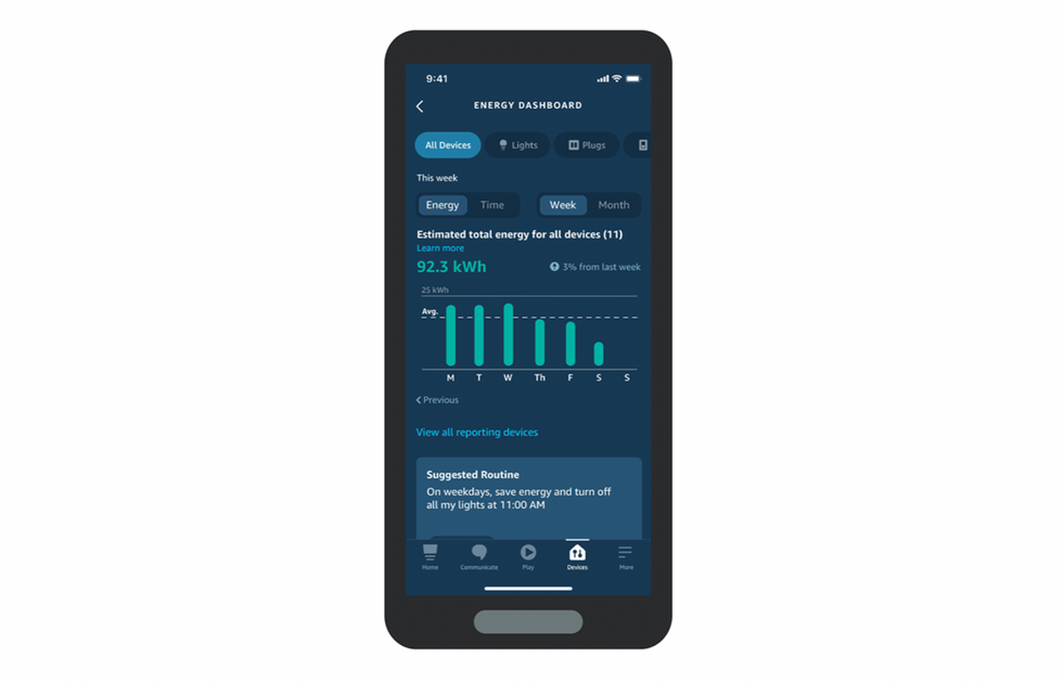 Energy dashboard inside the Alexa app