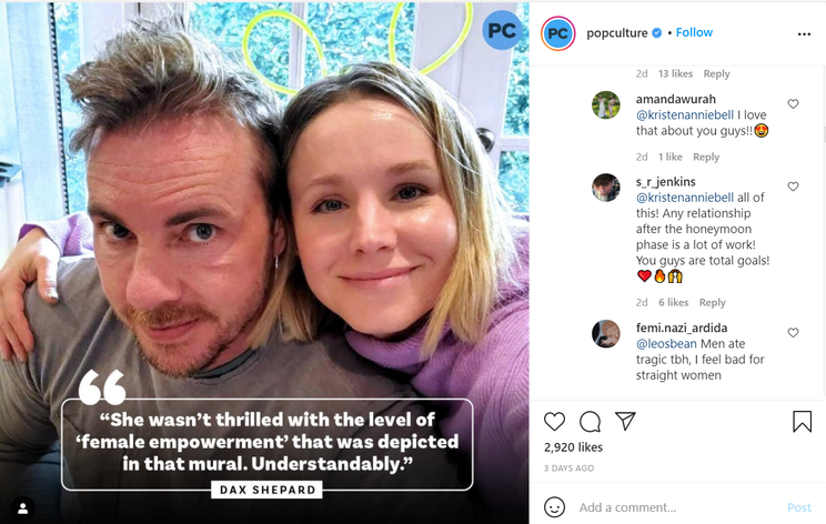 Kristen Bell Schools Troll Who Claimed She Can T Stand Dax Shepard Comic Sands