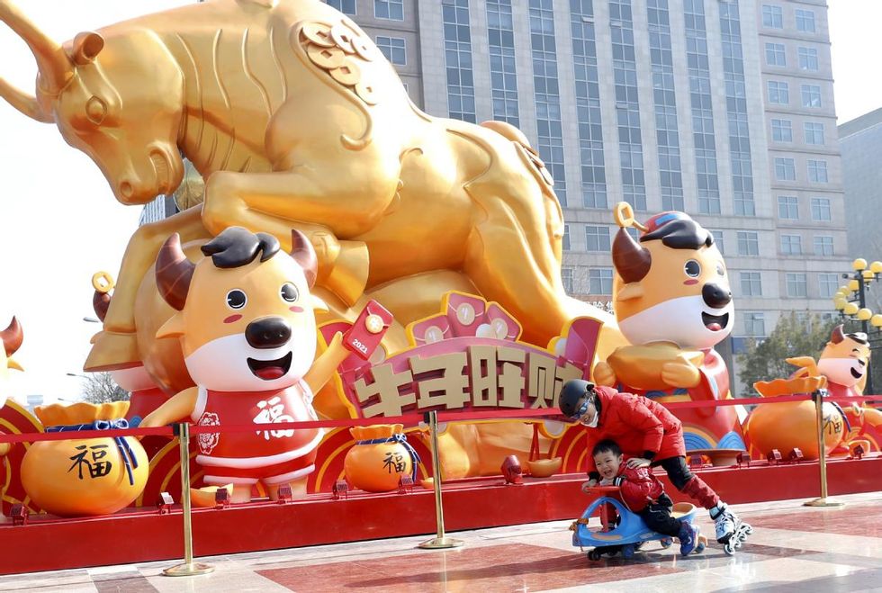 Year of the ox statues and mascots in Beijing