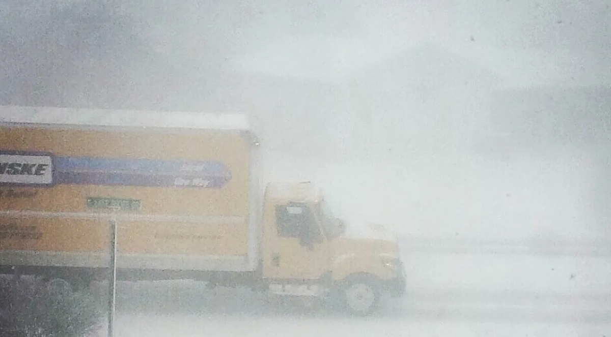 Penske truck in snow