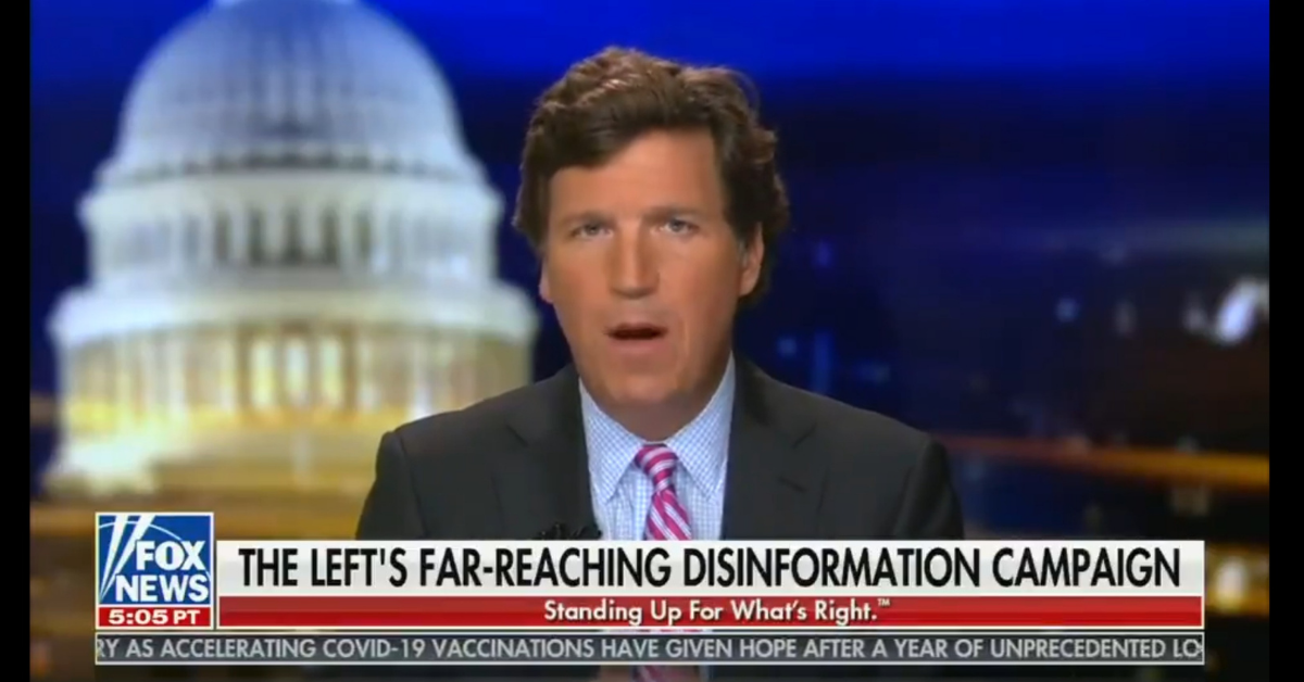 Tucker Carlson Claims The Left Completely Made Up QAnon Because There's No 'Website' For It